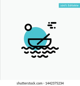 Boat, Canoes, Kayak, River, Transport turquoise highlight circle point Vector icon