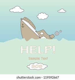 Boat Capsized Background, Vector Illustration