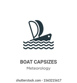 Boat capsizes vector icon on white background. Flat vector boat capsizes icon symbol sign from modern meteorology collection for mobile concept and web apps design.