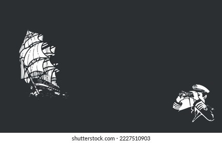 boat captain background logo symbol design vector 