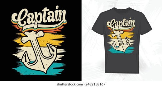 Boat Captain Funny Vintage Sea Ship Anchor T-shirt Design