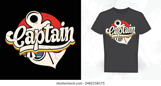 Boat Captain Funny Vintage Sea Ship Anchor T-shirt Design