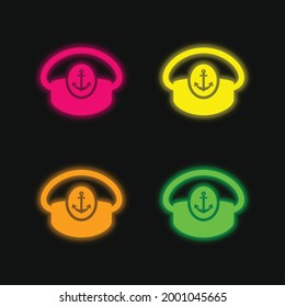 Capitán del barco: icono de vector de neón brillante de cuatro colores
