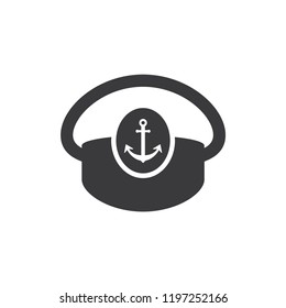 Boat captain hat vector icon