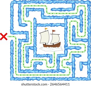 The boat is captured inside the icebergs. Help it to sail away the ice prison. Maze of medium difficulty level.