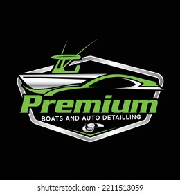 boat and car washing logo design with buffer