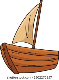 Boat Cartoon Colored Clipart Illustration