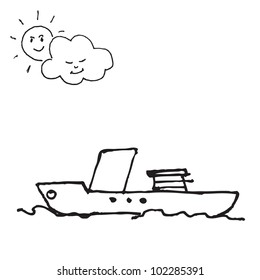 Boat cartoon doodle