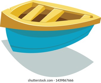 Boat in cartoon style Isolated on white background. Flat vector illustration.