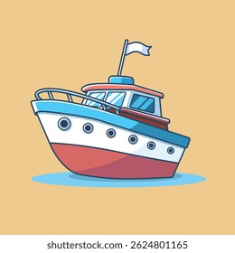 Ilustração de Ícone Vetor de Desenho Animado de Barco. Vetor Premium Isolado do Conceito do Objeto de Transporte. Estilo de Desenho Animado Plano