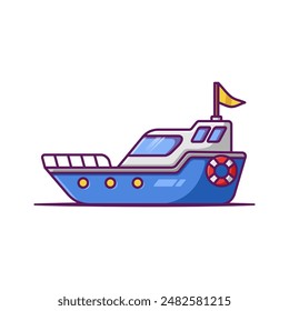 Boat Cartoon Vector Illustration - Isolated on a White Background.