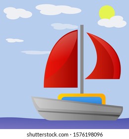 boat cartoon vector isolated, boat vector design.
