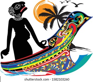Boat carving figure thai style name is Koleh or Golek or Kolek boats art of south in thailand