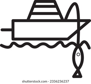 Boat Catch Fish Outline Icon
