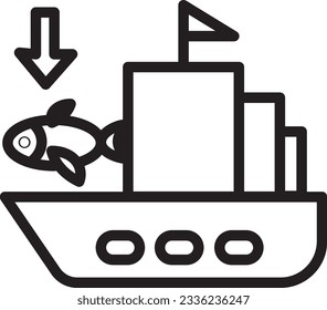Boat Catch Fish Outline Icon
