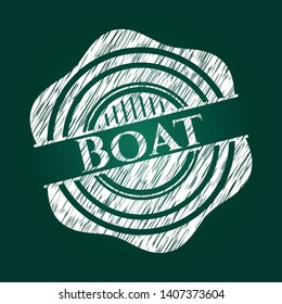 Boat chalk emblem. Vector Illustration. Detailed.