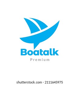 boat with chat and talk logo design, vector graphic symbol icon sign illustration