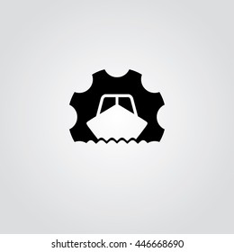 boat cog setting service logo art theme vector illustration