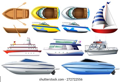 Boat collection isolated on white