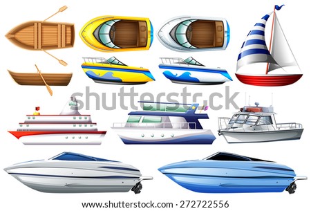 Boat collection isolated on white
