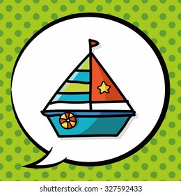 boat color doodle, speech bubble