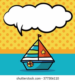 boat color doodle, speech bubble