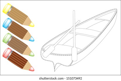 boat and colored pencils