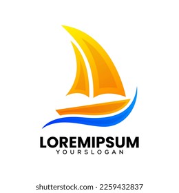 boat colorful gradient logo design 