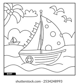 Boat coloring page for kids