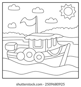 Boat coloring pages for kids