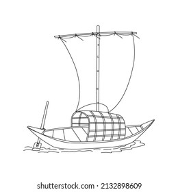 Boat Coloring vector line art for book and drawing.