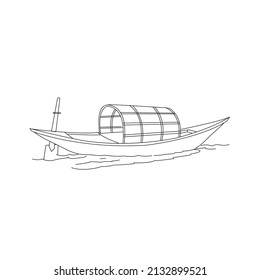 Boat Coloring vector line art for book and drawing.