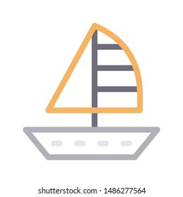 boat colour line vector icon