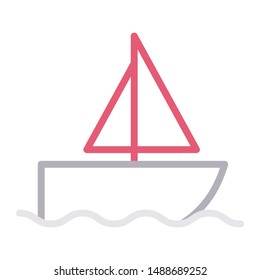 boat colour line vector icon
