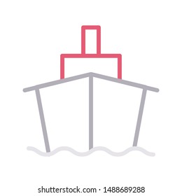 boat colour line vector icon