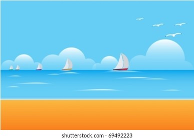 boat competition viewed from beach eps10