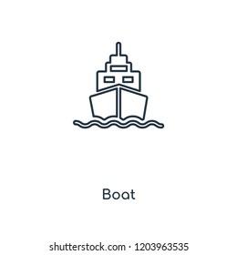 Boat concept line icon. Linear Boat concept outline symbol design. This simple element illustration can be used for web and mobile UI/UX.