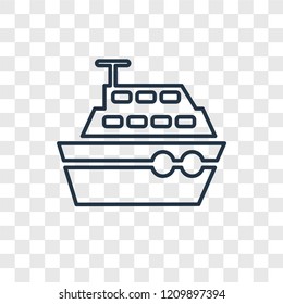Boat concept vector linear icon isolated on transparent background, Boat concept transparency concept in outline style