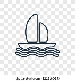 Boat concept vector linear icon isolated on transparent background, Boat concept transparency concept in outline style
