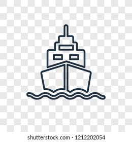 Boat concept vector linear icon isolated on transparent background, Boat concept transparency concept in outline style