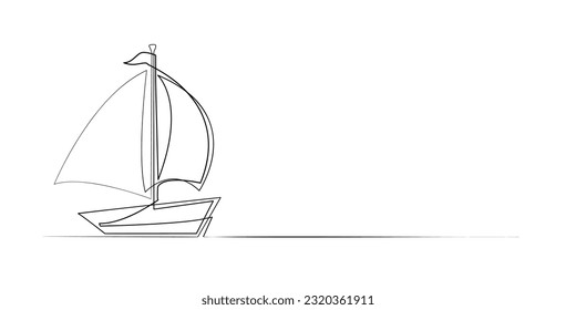 boat continuous line .single line boat vector .isolated white background