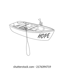 Boat Countinous Line Drawing Hand Draw
