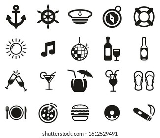 Boat Cruise Icons Black & White Set Big