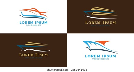 Boat cruise logo collection. fast boat transport logo