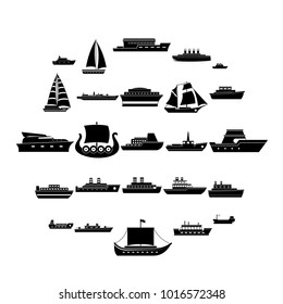 Boat cruise ship steamer icons set. Simple illustration of 25 boat cruise ship steamer vector icons for web