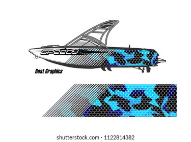 boat decal Graphic vector. abstract racing background design for vehicle vinyl wrap