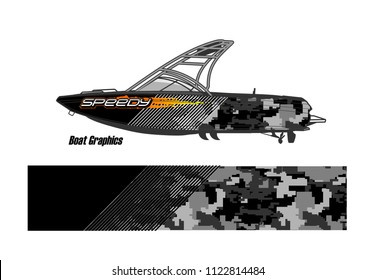 boat decal Graphic vector. abstract racing background design for vehicle vinyl wrap