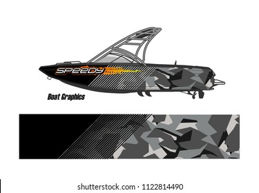 boat decal Graphic vector. abstract racing background design for vehicle vinyl wrap