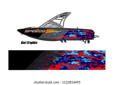 boat decal Graphic vector. abstract racing background design for vehicle vinyl wrap