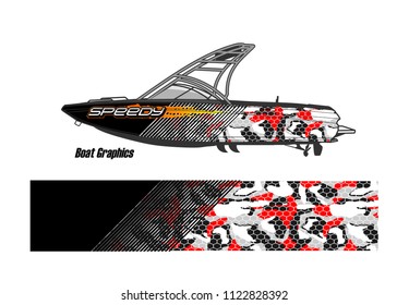 boat decal Graphic vector. abstract racing background design for vehicle vinyl wrap